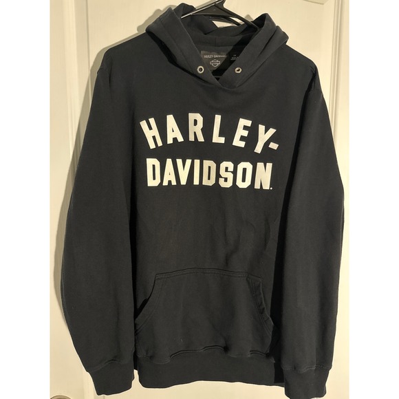 Harley-Davidson Classic Black Hoodie Pullover Sweatshirt Biker Motorcycle - Picture 1 of 3